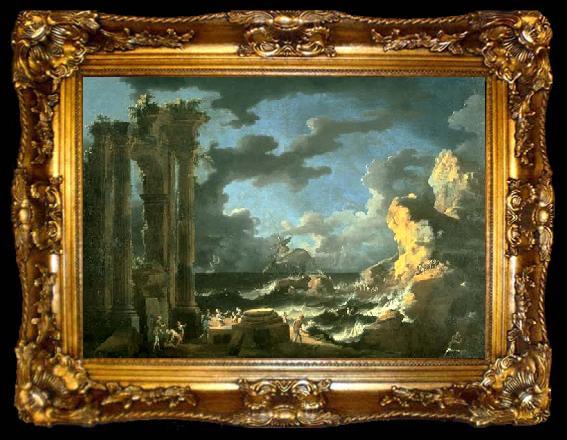 framed  Leonardo Coccorante Port of Ostia During a Tempest, ta009-2